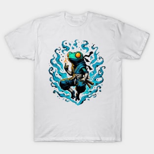 Cool Ninja Samurai Frog Anime Ink T-Shirt